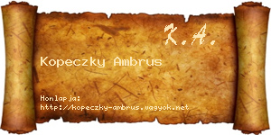 Kopeczky Ambrus névjegykártya